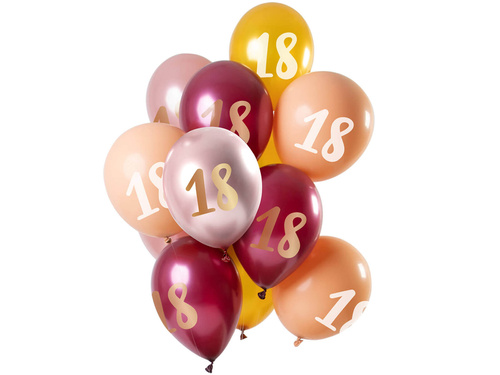 Set of balloons for the eighteenth birthday pink and gold - 30 cm - 12 pcs.