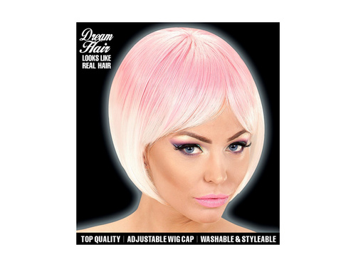 Różowo-biała peruka Fashion melanż