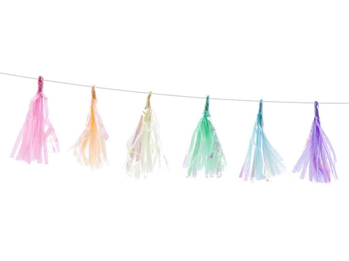 Girland with tassels mix colors - 120 cm - 1 pcs.