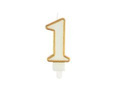 Number candle with gold border - 1 - 1 piece.