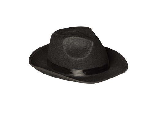 Black gangster hat with ribbon - 1 pc
