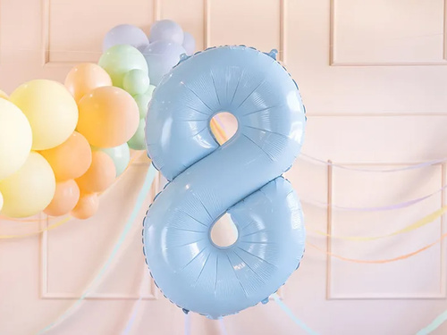 Number 8 Sky blue Foil Balloon - 72 cm - 1 pc