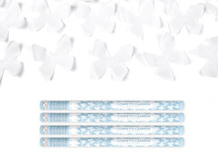 White butterflies party cannon, 80 cm, 4 pc