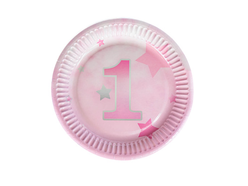 Birthday plates for birthday Stars pink - 18 cm - 6 pcs.