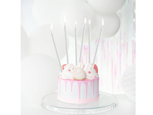 Birthday candles, silver - 12 pcs