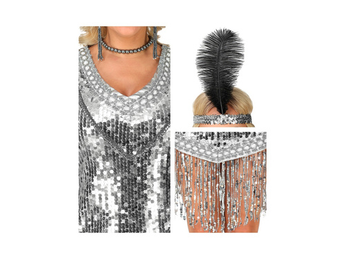 Kostium Charleston srebrny - 1 szt.