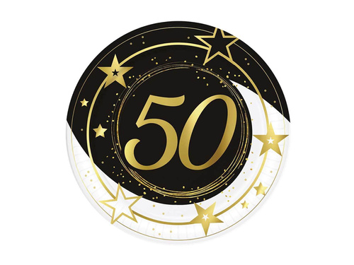 50th Birthday Paper Plates 23 cm - 6 pcs