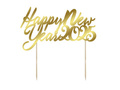 Topper papierowy złoty na tort Happy New Year 2025