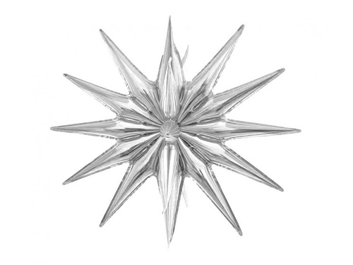 Silver Star Foil 3D Balloon - 50 x 46 cm - 1 pc
