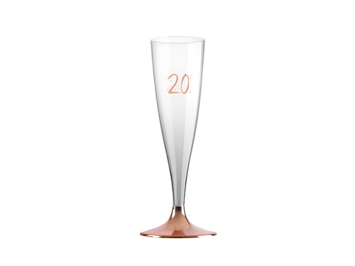 Champagne glasses for twentieth birthday rose gold - 140 ml - 6 pcs.