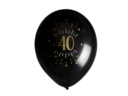 Printed black latex balloons 40 - 23 cm - 8 pcs.