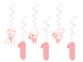 Hanging decoration pink Teddy bears with balloons - 6 pcs.
