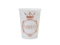 Princesse birthday cups with pink gold crown - 270 ml - 10 pcs.