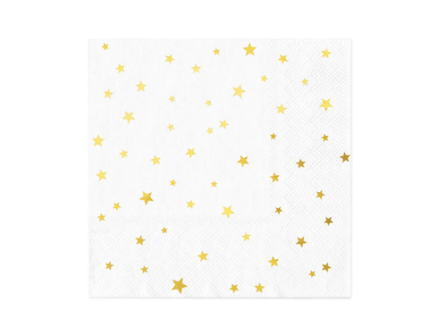 White napkins with gold stars - 33 cm - 10 pcs.