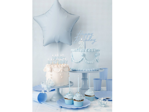 Topper na tort Happy Birthday niebieski  - 16,5 x 18 cm - 1 szt.