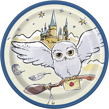 Talerzyki papierowe urodzinowe Harry Potter - 18 cm - 8 szt.