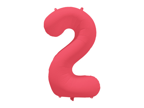 Large Number 2 Neon Red Foil Balloon - 86 x 70 cm - 1 pc