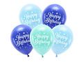 Zestaw balonów lateksowych Happy Birthday niebieski - 26 cm - 5 szt.