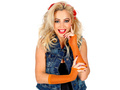 Pair of orange neon gloves