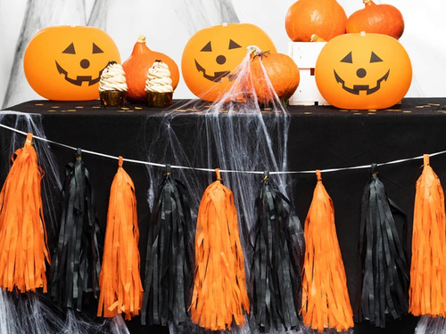 Garland with orange and black tassels - 1 piece.