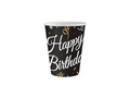 Kubeczki papierowe Happy Birthday czarne - 250 ml - 6 szt.