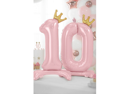 Foil balloon standing number 1 pink with crown - 84 cm - 1 pc.