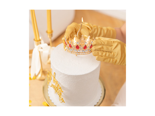 Korona na tort - 10 cm - złota z kryształkami - 1 szt.