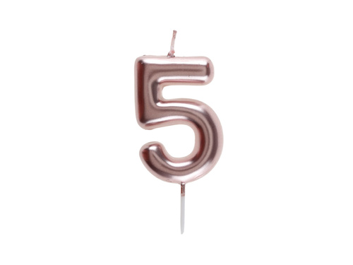 Rose gold number candle - 5 - five