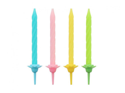 Classic color candles with colorful bases - 6 cm - 24 pcs.