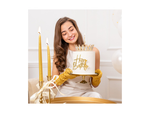 Korona na tort - 15 cm - złota z kryształkami - 1 szt.
