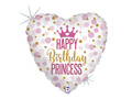 Balon foliowy serce Happy Birthday Princess - 46 cm - 1 szt.