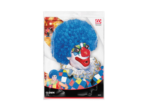 Kręcona peruka klauna jasnoniebieska włosy afro