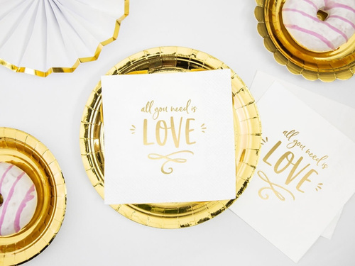 White wedding napkins All you need is love - 33 cm - 20 pcs.