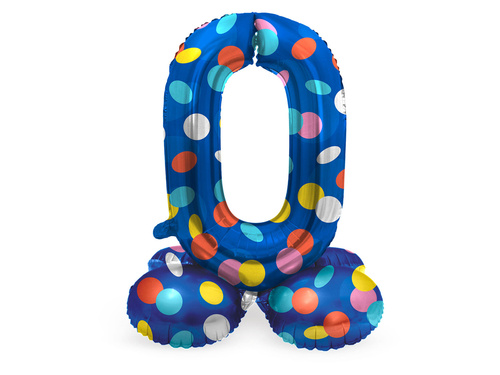 Balon foliowy stojący cyfra 0 Kropki - 72 cm - 1 szt.