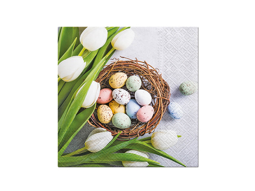 Easter Eggs and tulips napkins - 33 cm - 20 pcs.