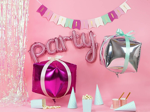 Foil cube balloon dark pink - 35 cm - 1 pc.