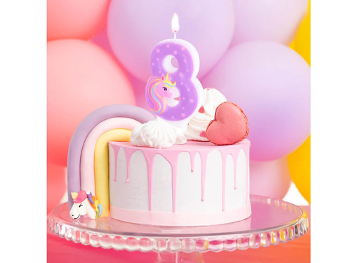 Unicorn candle no 8 - 1 pc
