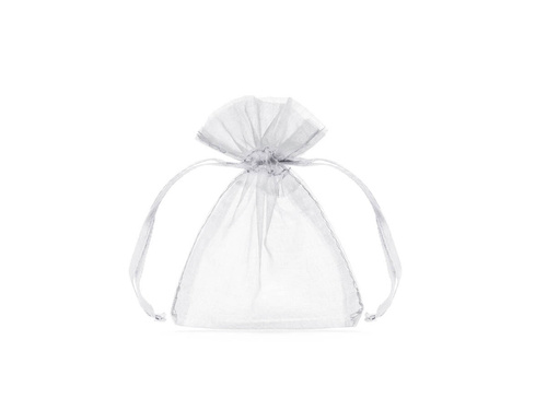 Organza bags for guests - white, plain - 7,5 x 10 cm - 10 pcs.