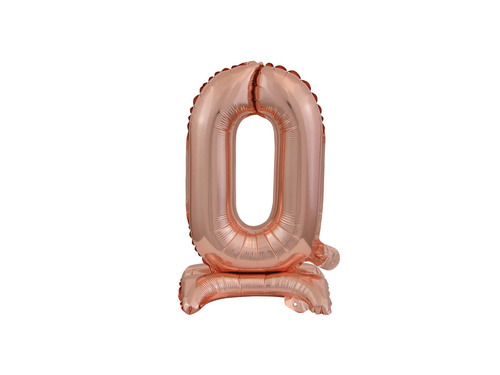 Balon foliowy stojący cyfra 0 różowe złoto - 38 cm - 1szt.