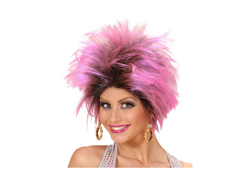 Peruka Urban Vibe z kolczykami, różowo-czarna