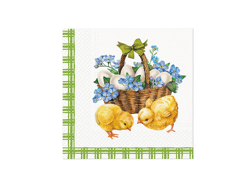 Easter napkins Chickens with basket - 33 cm - 20 pcs.