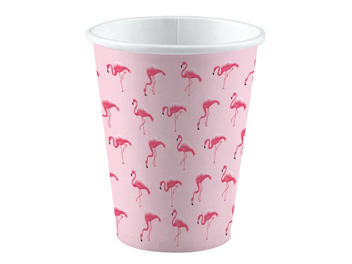 Kubeczki papierowe Różowe Flamingi - 250 ml - 8 szt.