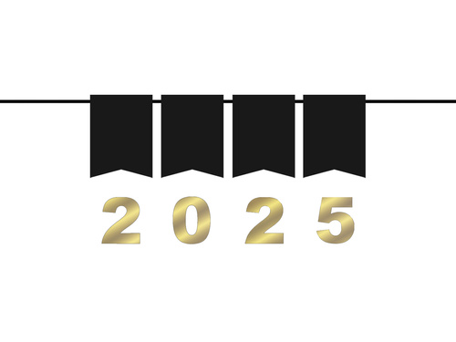 Baner sylwestrowy złoty 2025 - 1 szt.