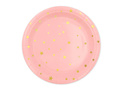 Pink paper plates with gold stars - 23 cm - 6 pcs.