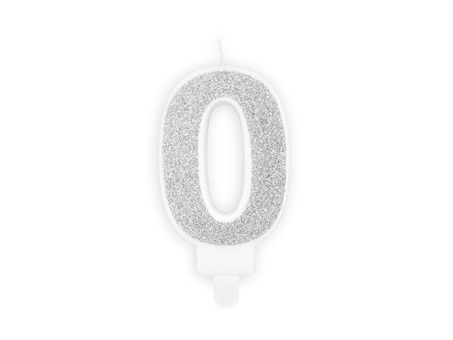 Number candle with glitter - 0 - 1 piece.