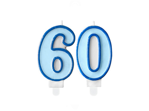 Number candles "60", blue, 2 pc