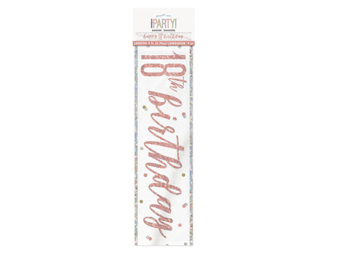 Happy Birthday pink gold banner for 18th birthday - 274 cm - 1 pcs.