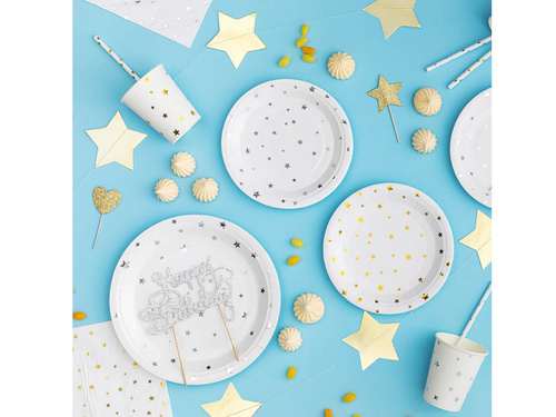 Paper plates white with gold stars - 18 cm - 6 pcs.