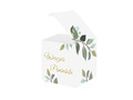 Boxes for guests for a bachelorette party with green leaves white - 6 pcs.