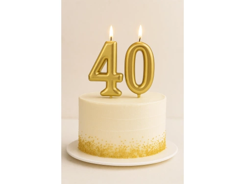 Świeczki cyferki złote - 40 - 2 szt.